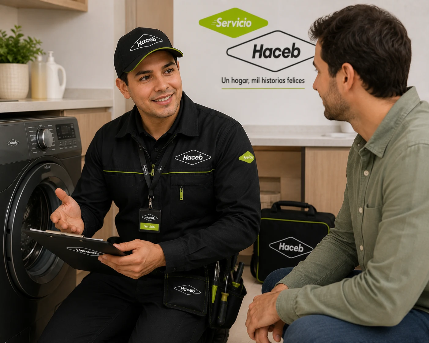 Técnico Haceb documentando una reparación en Bucaramanga