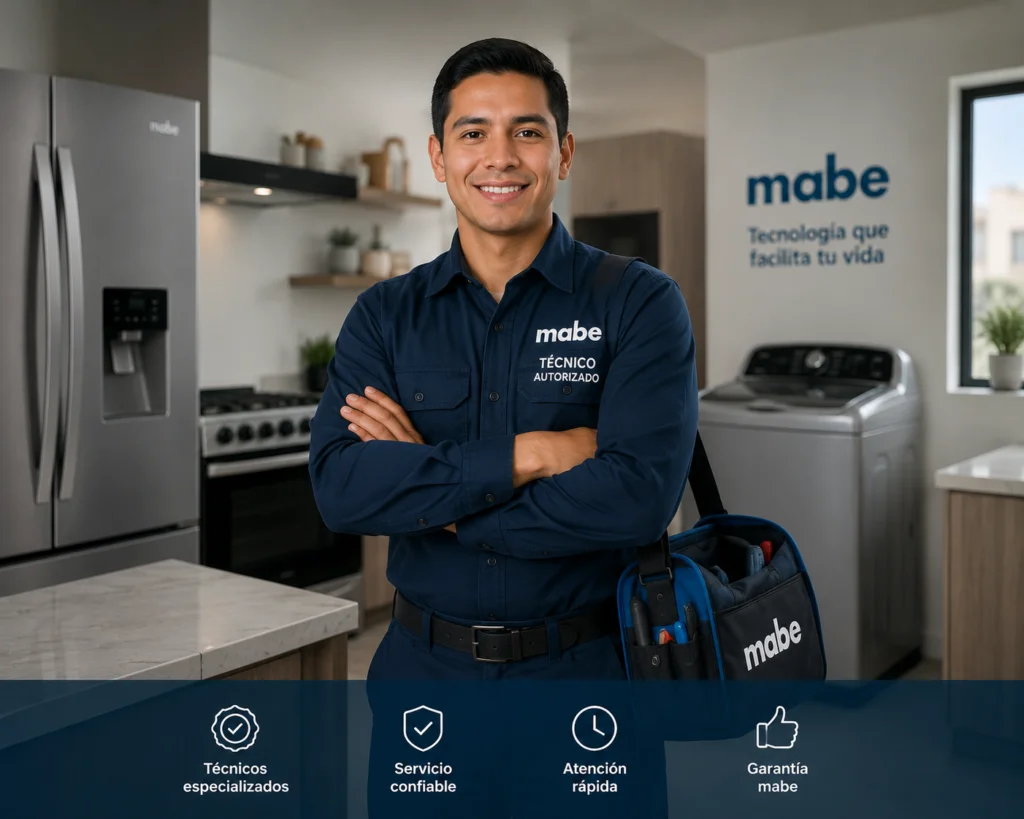 Técnico Mabe realizando mantenimiento preventivo en Bucaramanga