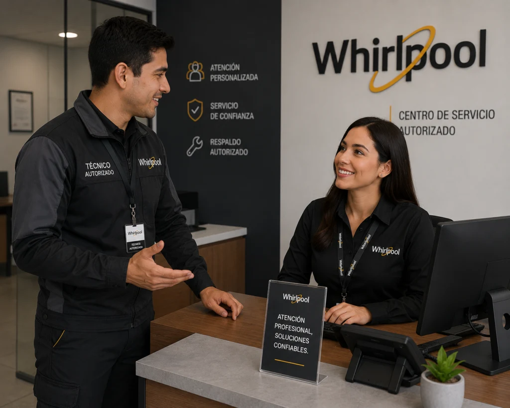 Técnico Whirlpool atendiendo centro de lavado Whirlpool en Bucaramanga